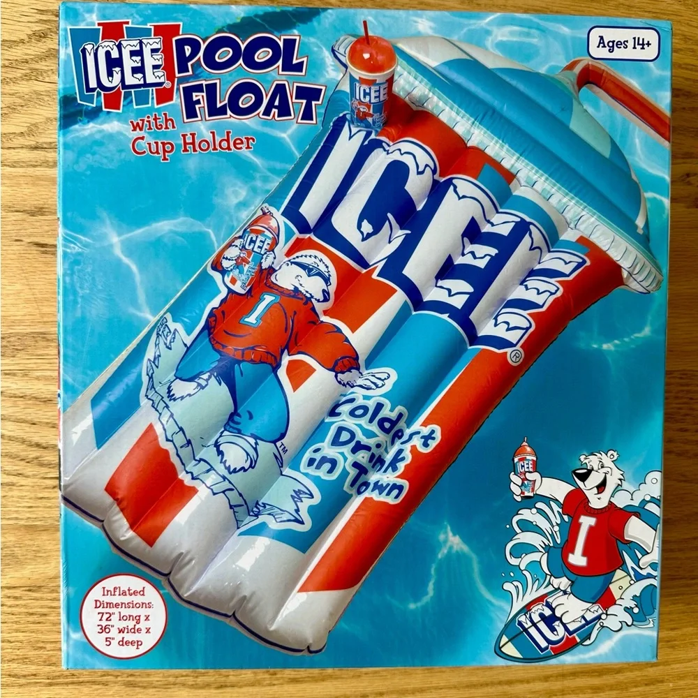 ICEE Pool Float Inflatable Slushie Cup - Lounger 72x36 Cup Holder New Open Box - Picture 1 of 8